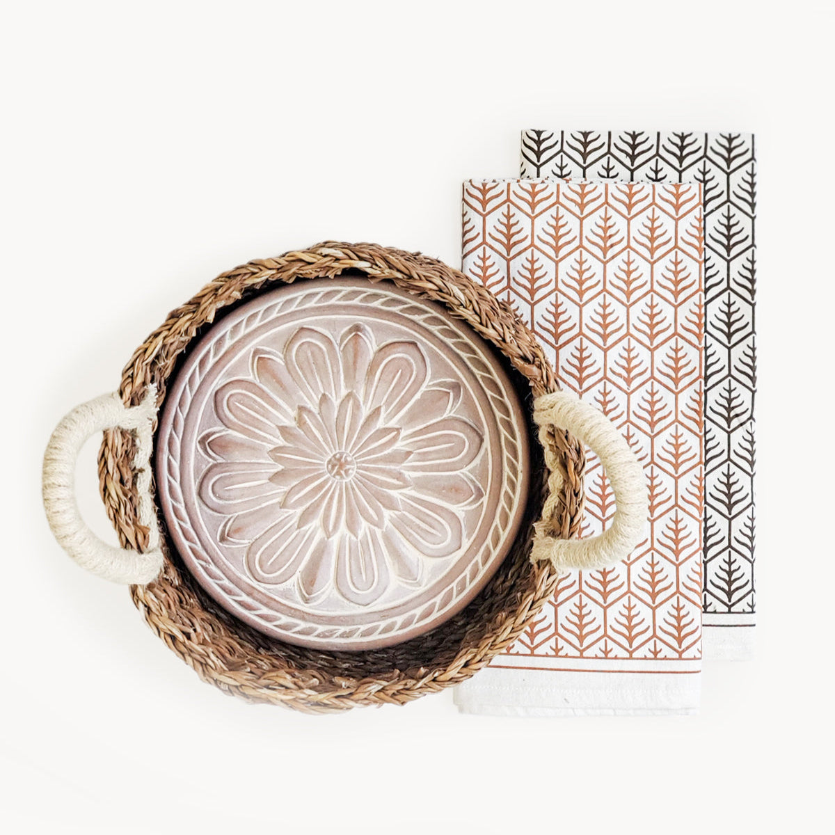 Bread Warmer & Basket Gift Set with Tea Towel - Vintage Flower-0