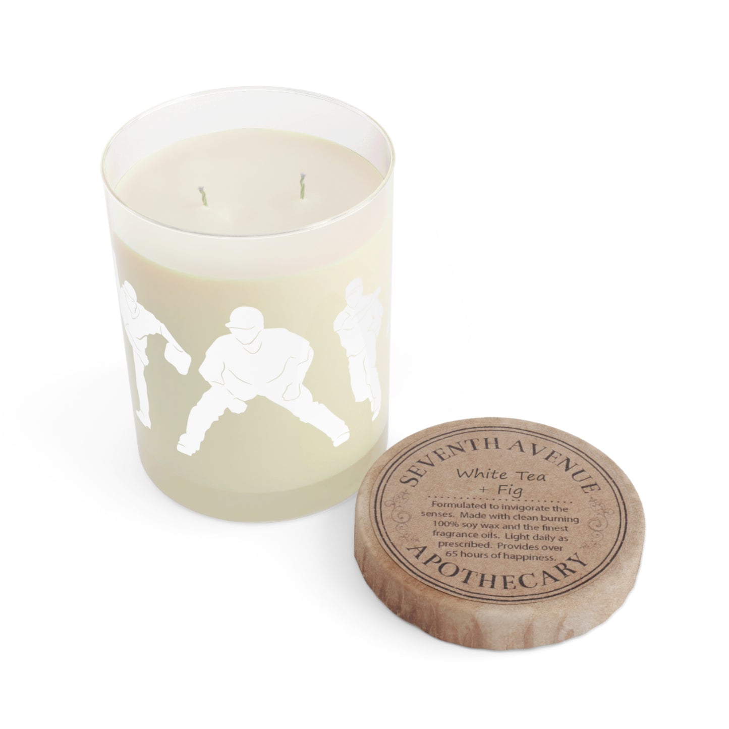 Baseball Silhouette Candle, White Tea & Fig, 11oz