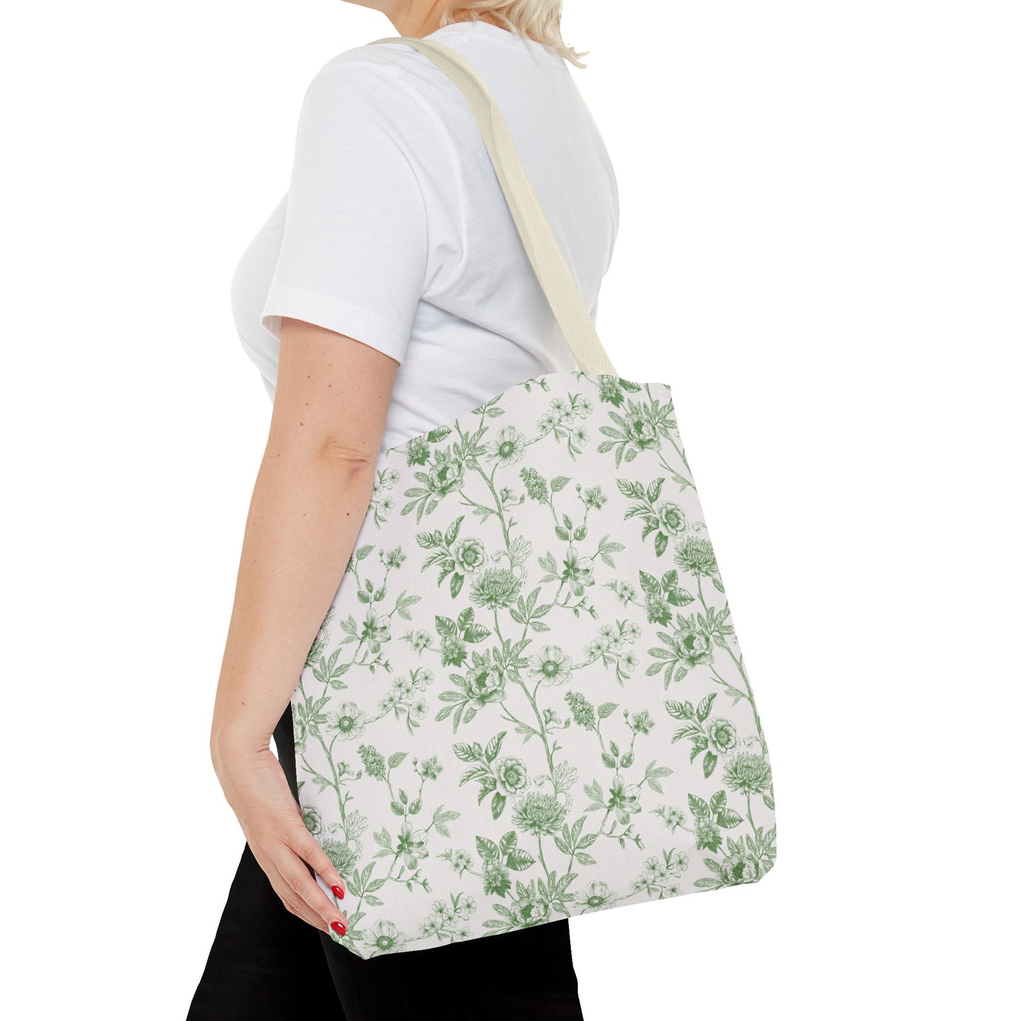 Green Floral Tote Bag