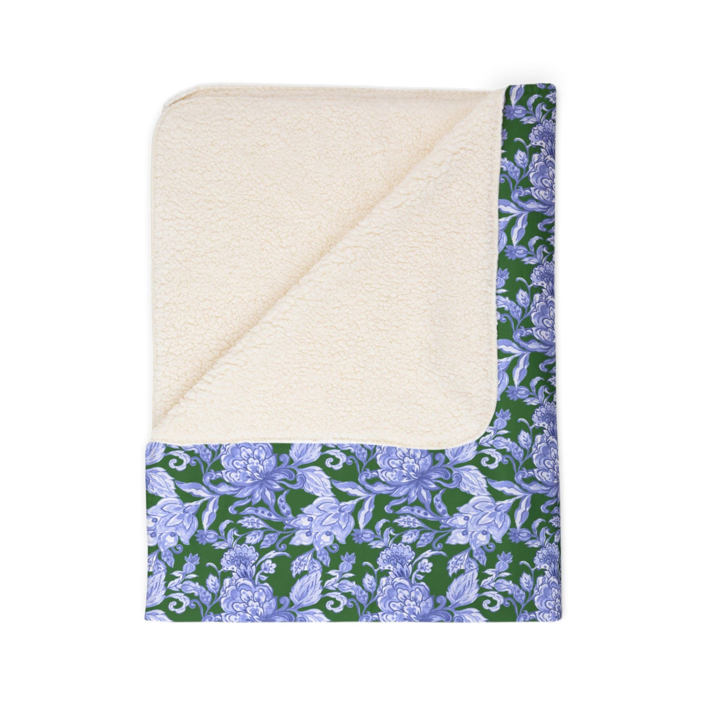 Blue Floral Fleece Sherpa Blanket