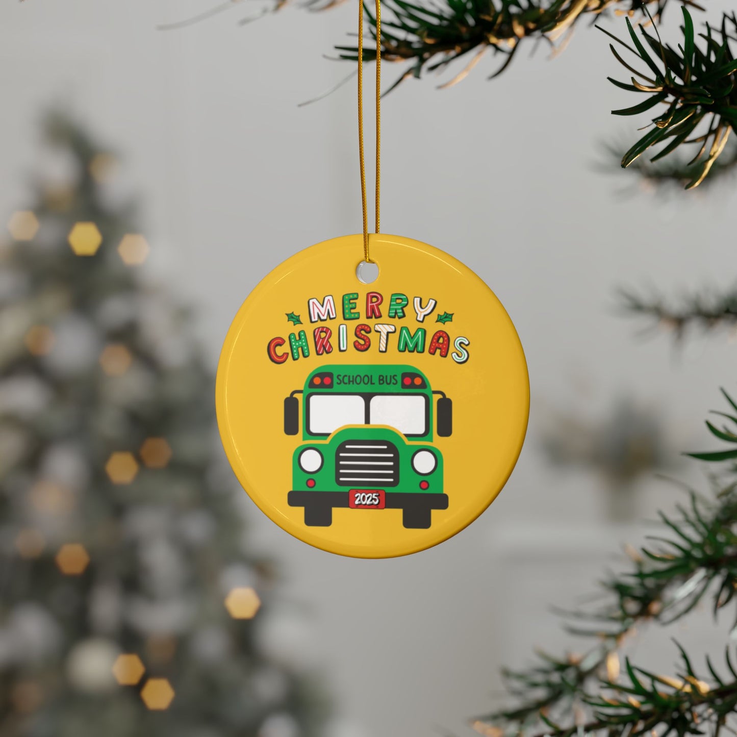 Christmas School Bus Ceramic Ornaments Set (1-10pcs)