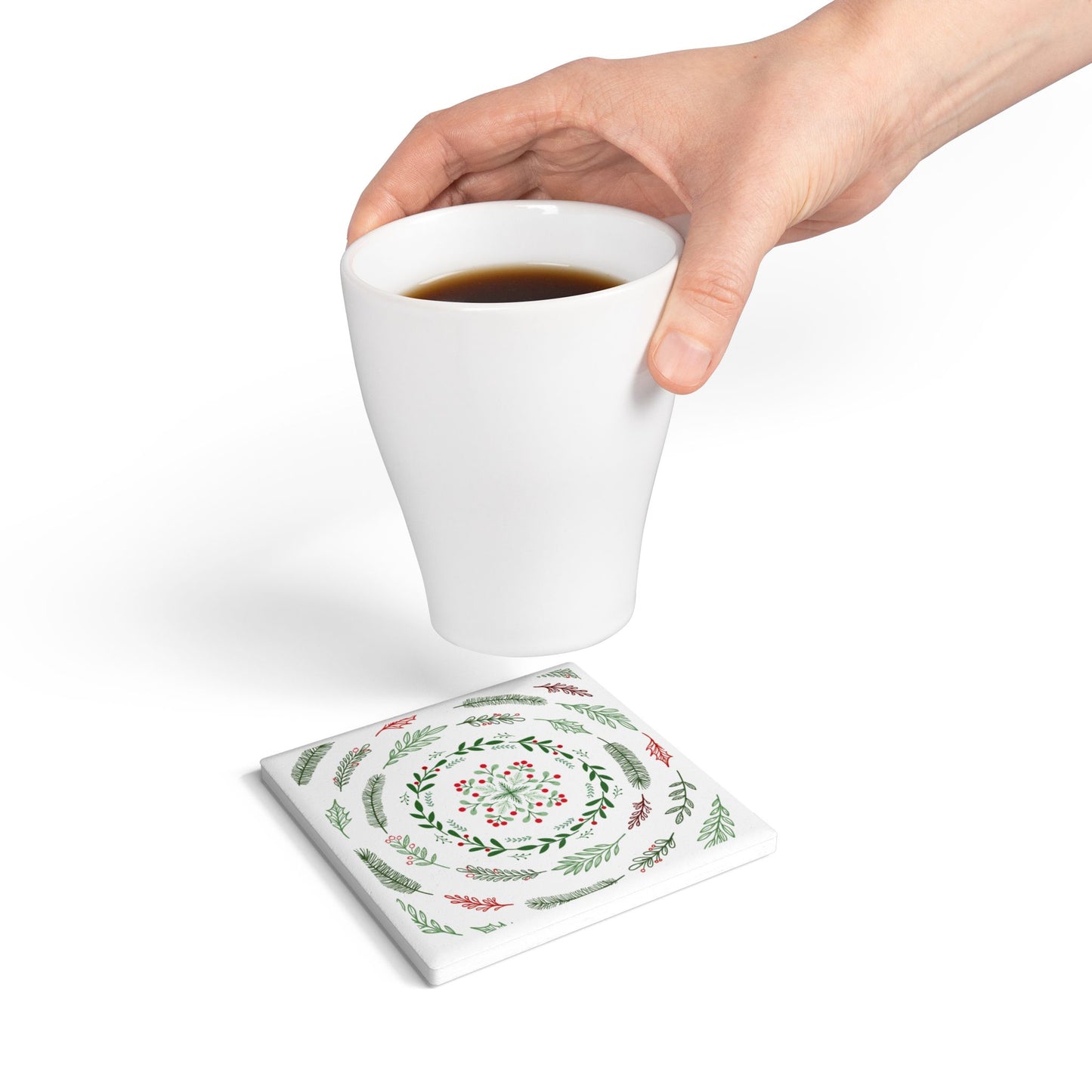 Festive Floral Ceramic Coaster