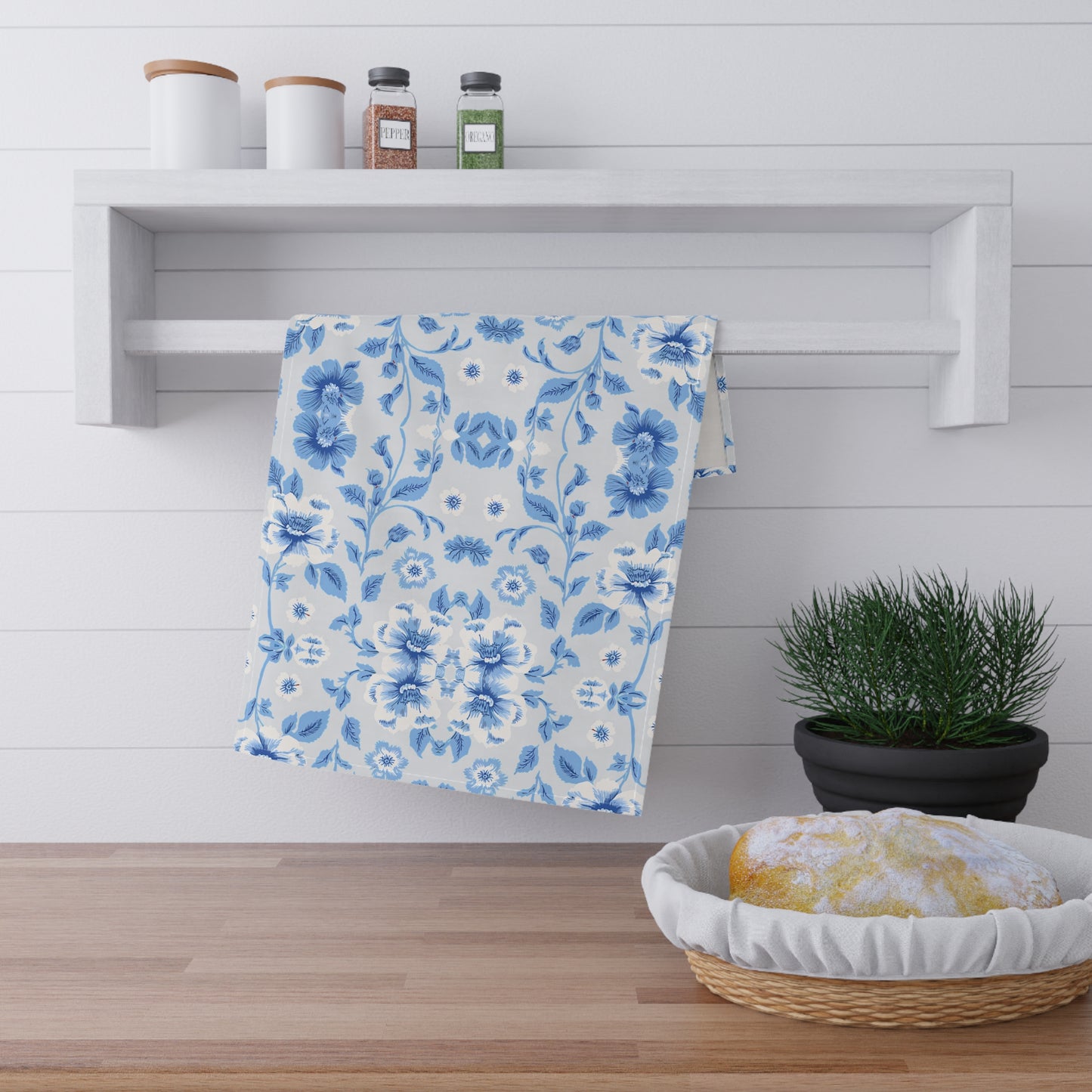 Blue Floral Tea Towel