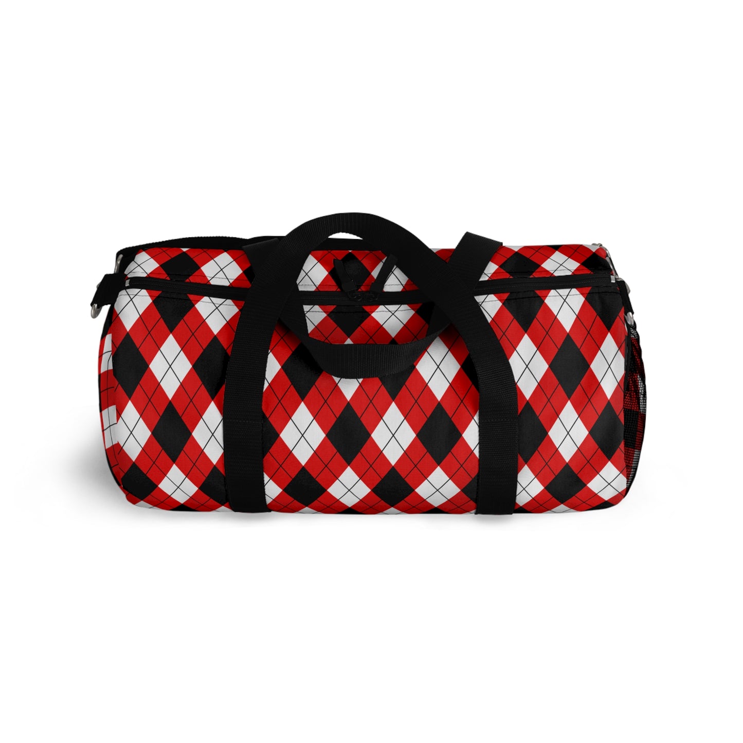 Red & Black Argyle Duffel Bags