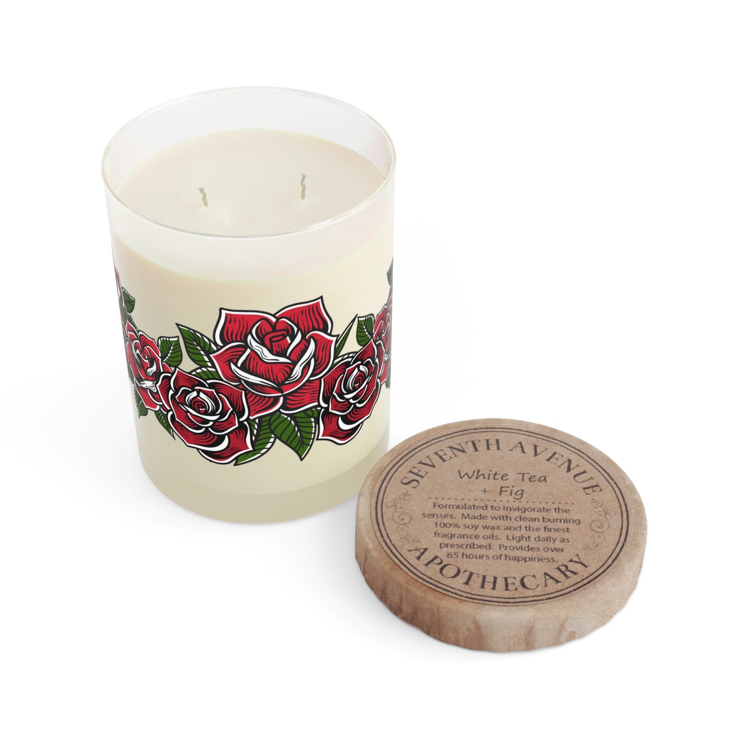 Tattoo Roses Scented Candle, White Tea & Fig, 11oz