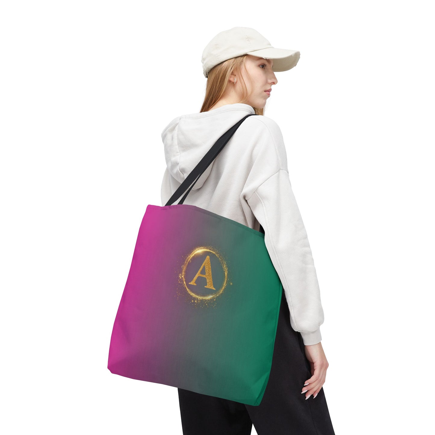 Pink & Green Ombre Monogram Tote Bag