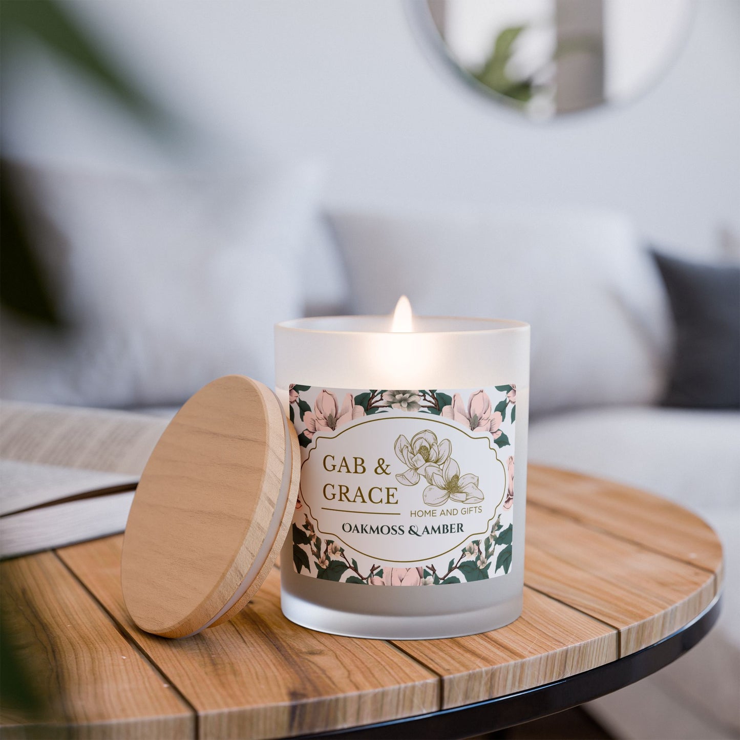 Gab & Grace Home Collection Candle, Oakmoss & Amber, 11oz