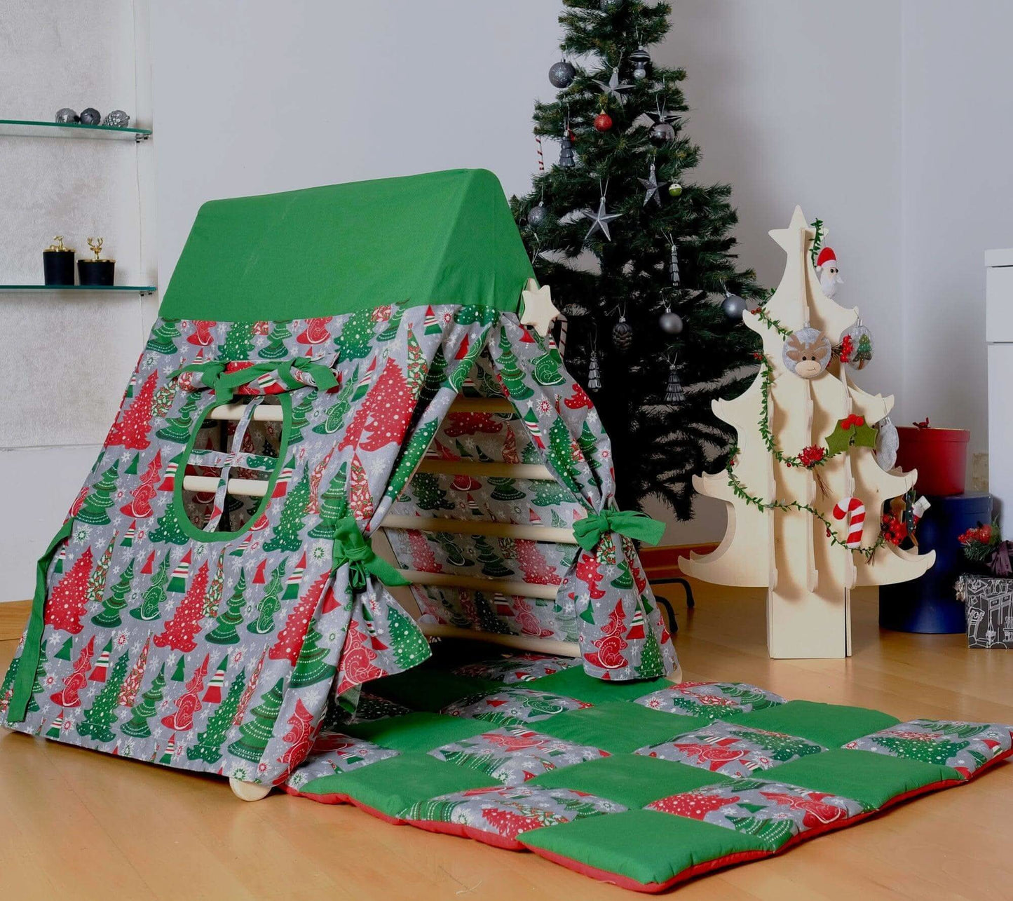 Climbing Triangle with Christmas Tent Cover, Mat, Ramp-9