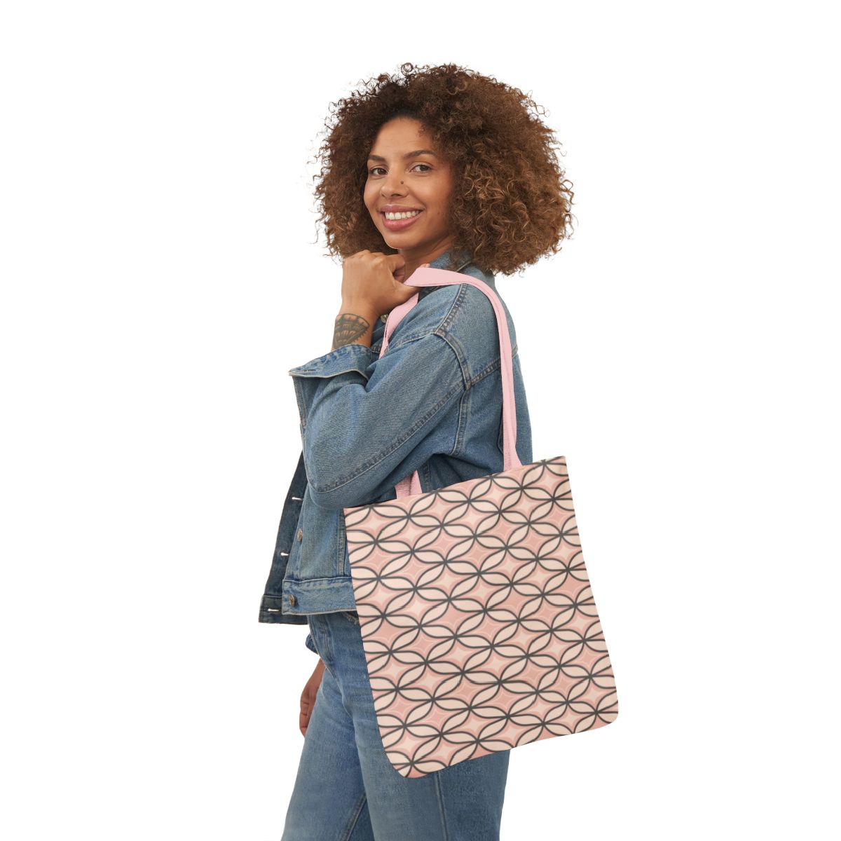 Pink Geometric Tote Bag, 16x16