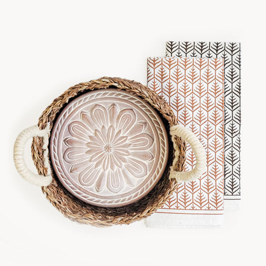 Bread Warmer & Basket Gift Set with Tea Towel - Vintage Flower-0
