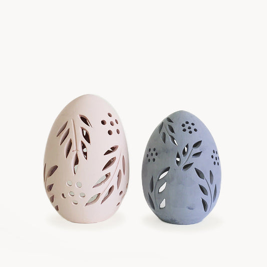 Terracotta Egg Lantern - Set of 2-0