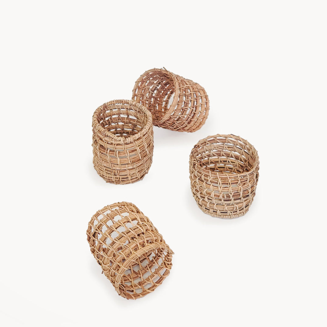 Woven Palm Fiber Napkin Ring - Natural (Set of 4)-0
