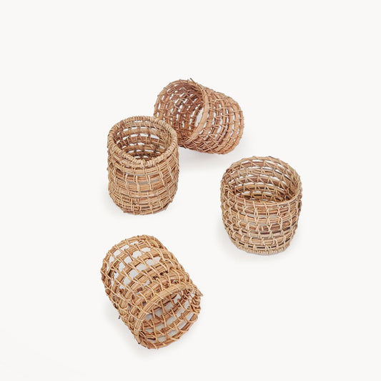 Woven Palm Fiber Napkin Ring - Natural (Set of 4)-0