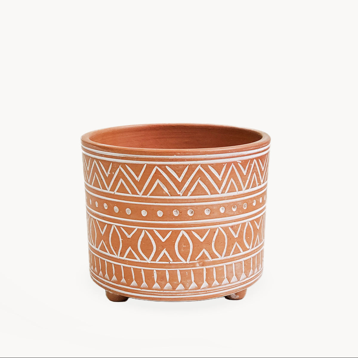 Hand Etched Terracotta Pot - Small-0