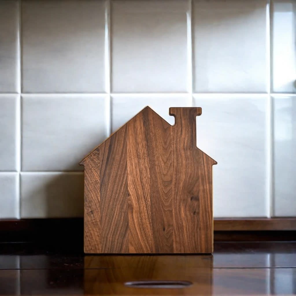 House Shaped Acacia Wood Board - 13" x 14"-2
