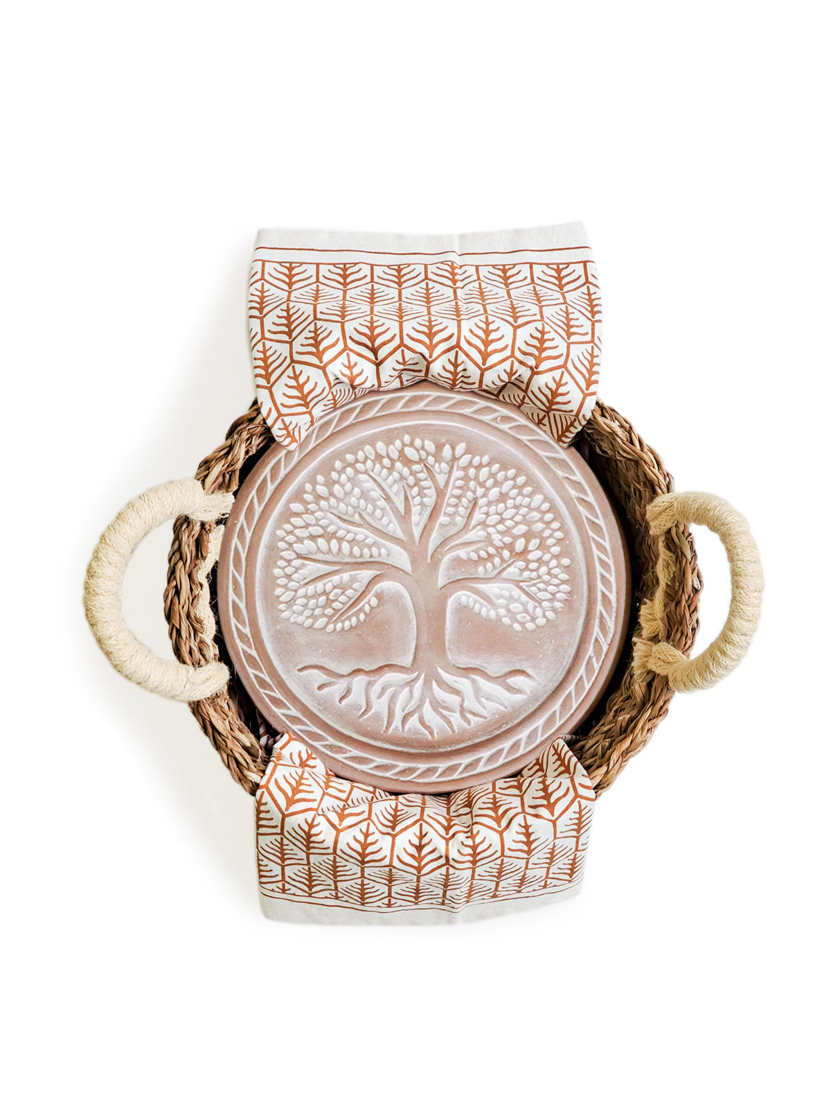 Bread Warmer & Basket Gift Set with Tea Towel - Tree of Life Round-3