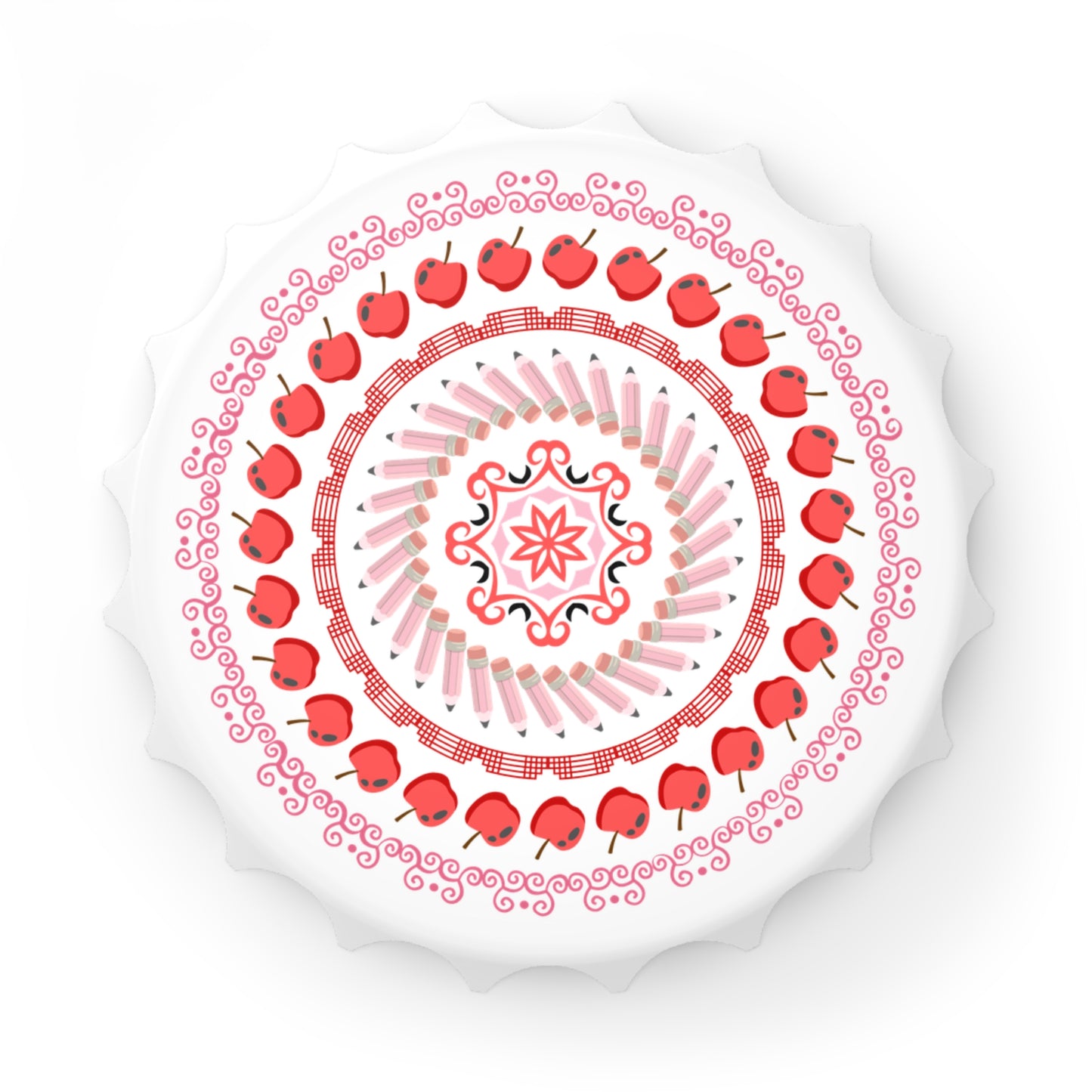 Red Apple Mandala Bottle Opener