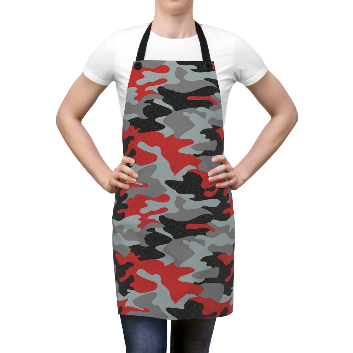 Red and Black Camouflage Apron