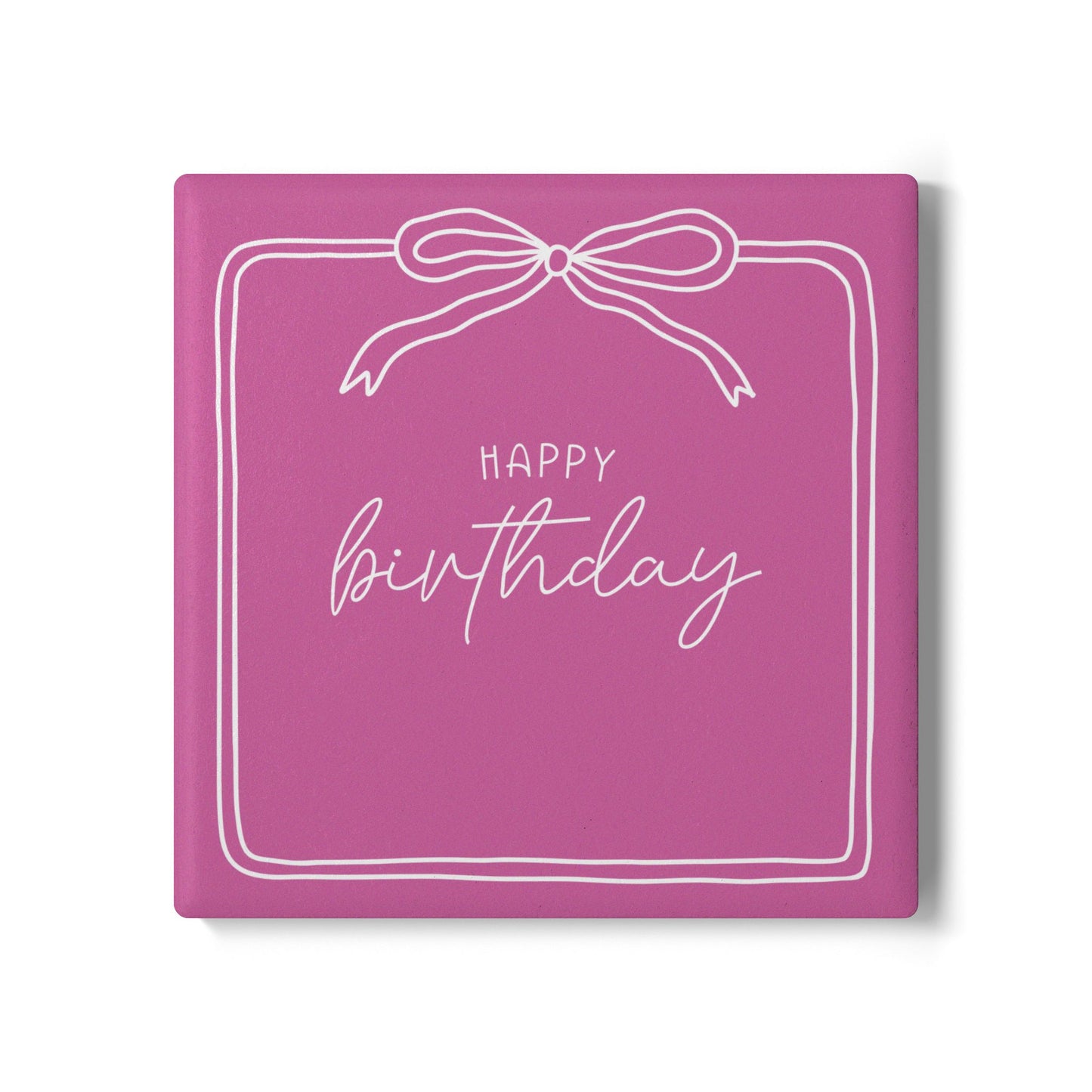 Pink Happy Birthday Ribbon Coaster