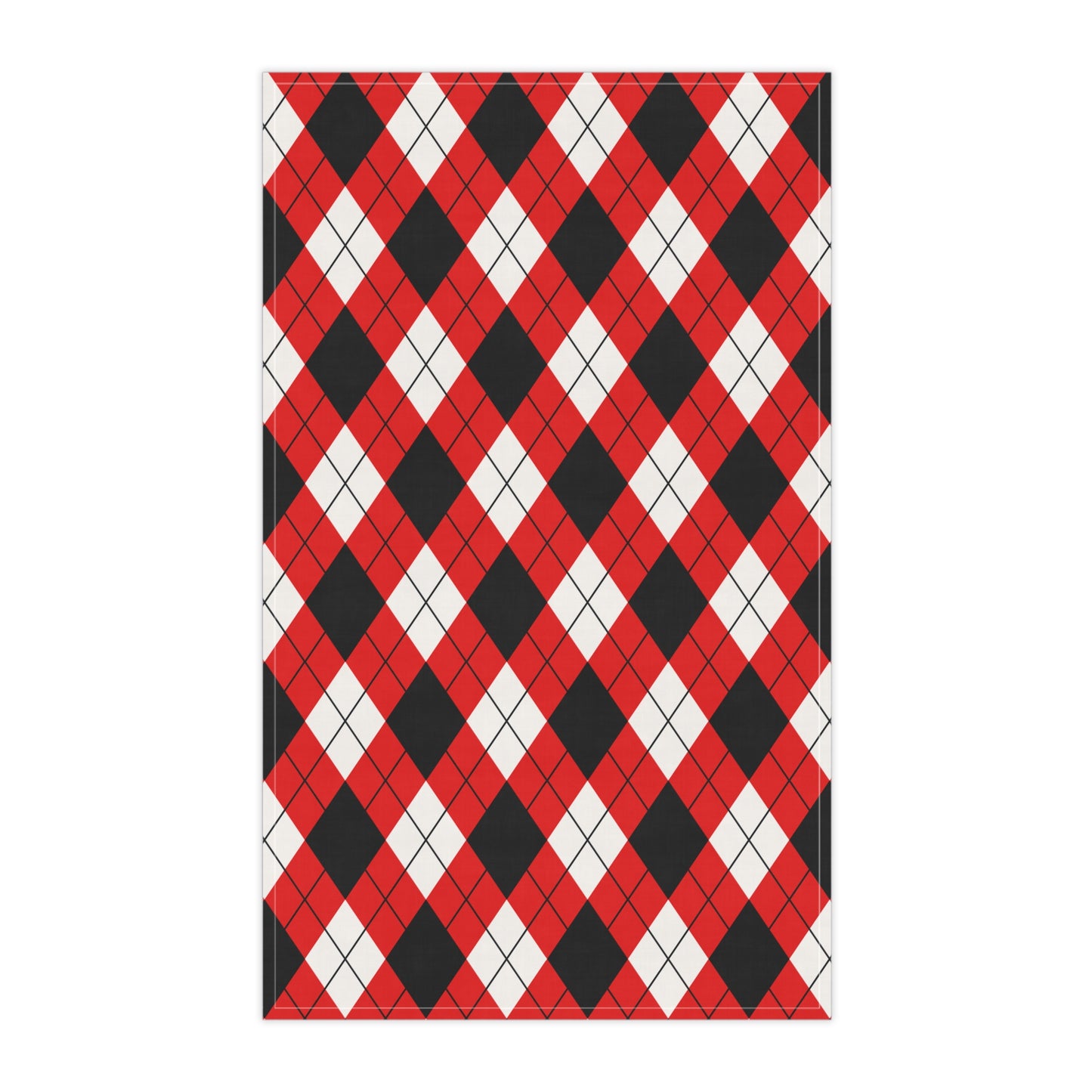Red & Black Argyle Tea Towel
