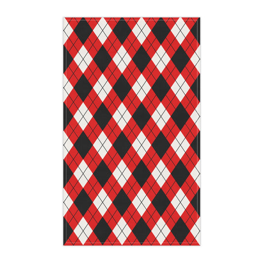 Red & Black Argyle Tea Towel