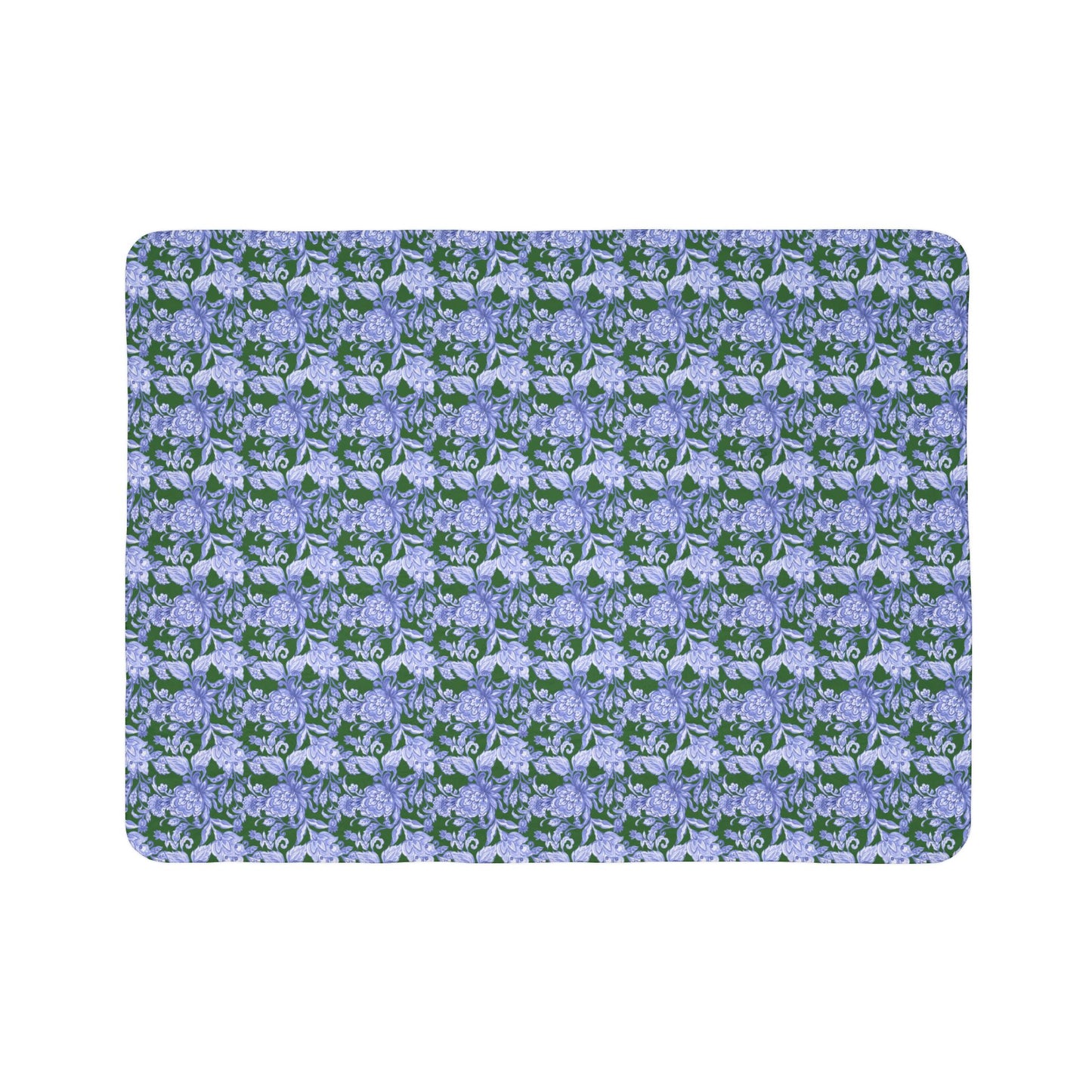 Blue Floral Fleece Sherpa Blanket