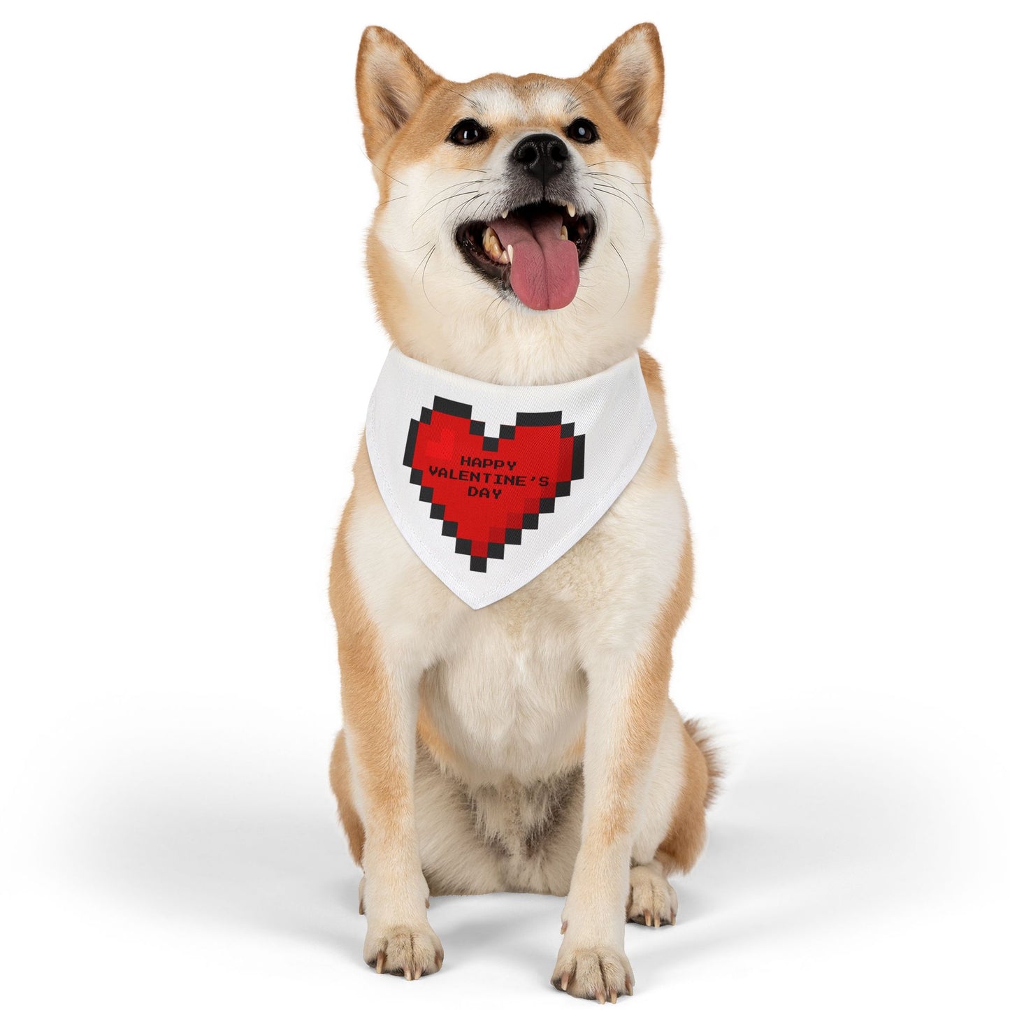 Happy Valentine's Day Pixelated Heart Pet Bandana Collar