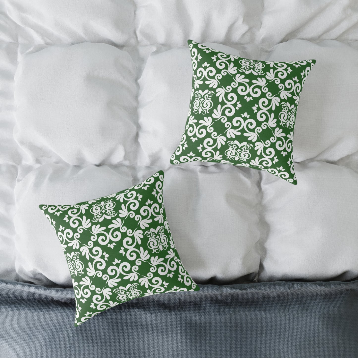 Green Lattice Throw Pillow