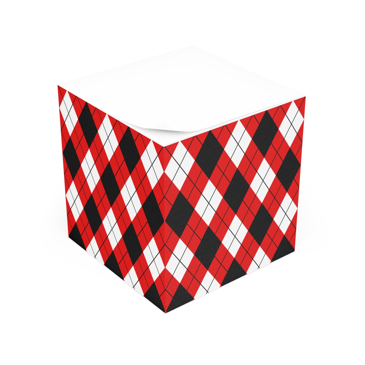 Sticky Note Cube, Red & Black Argyle Collection
