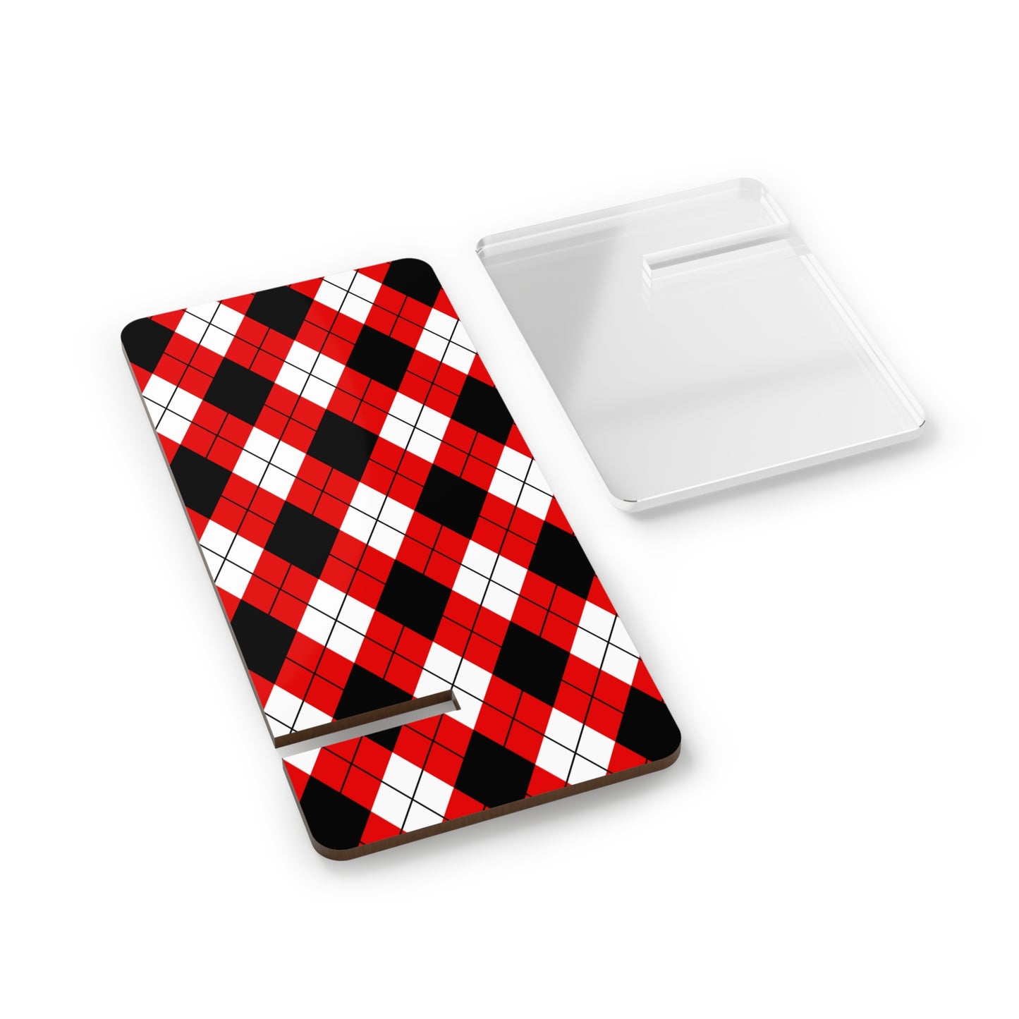 Red & Black Argyle Smartphone Stand