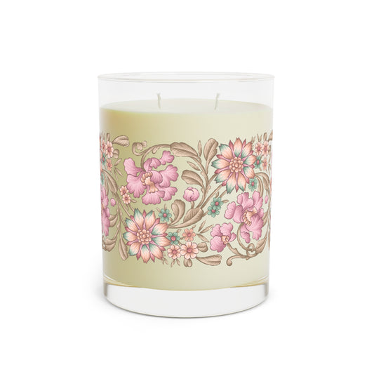 Victorian Floral Candle, White Tea & Fig, Pink, 11oz