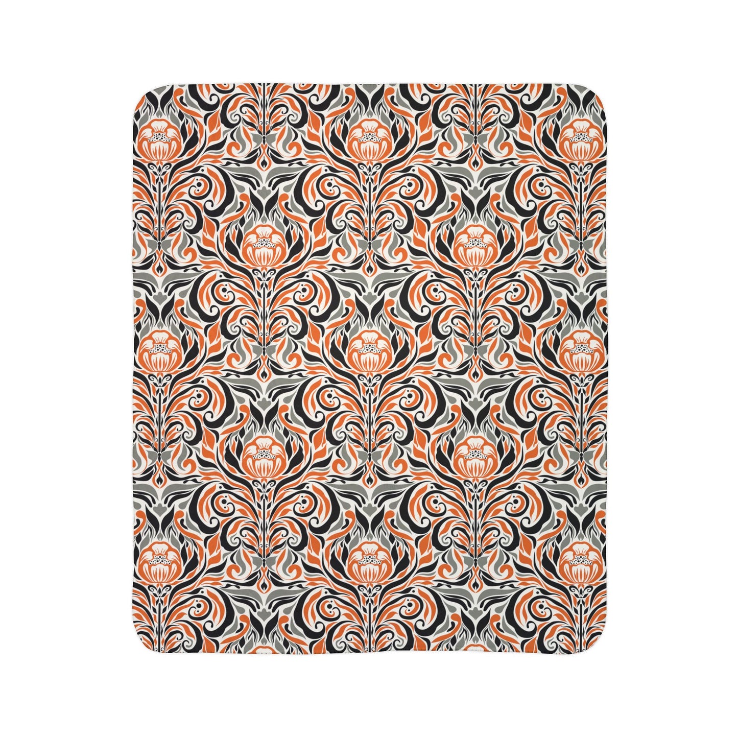 Fall Damask Fleece Sherpa Blanket