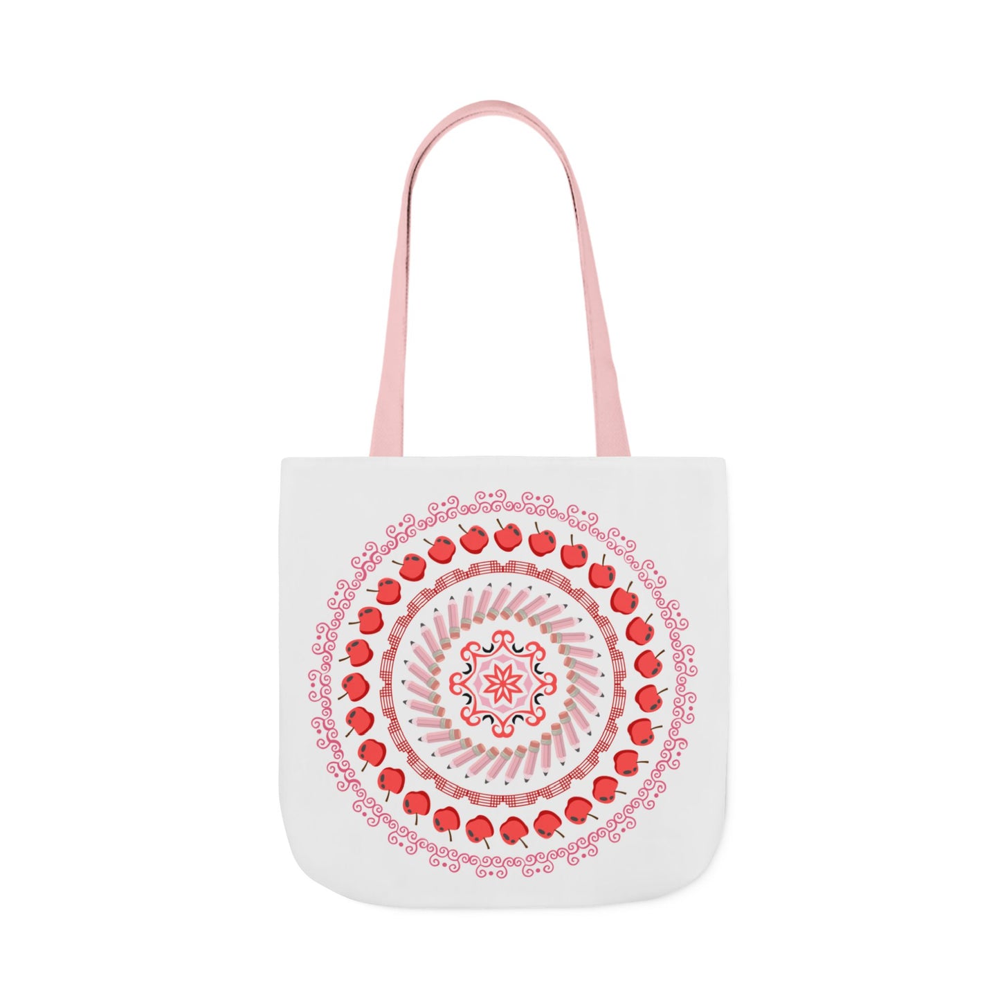 Red Apple Mandala Canvas Tote Bag, 18x18