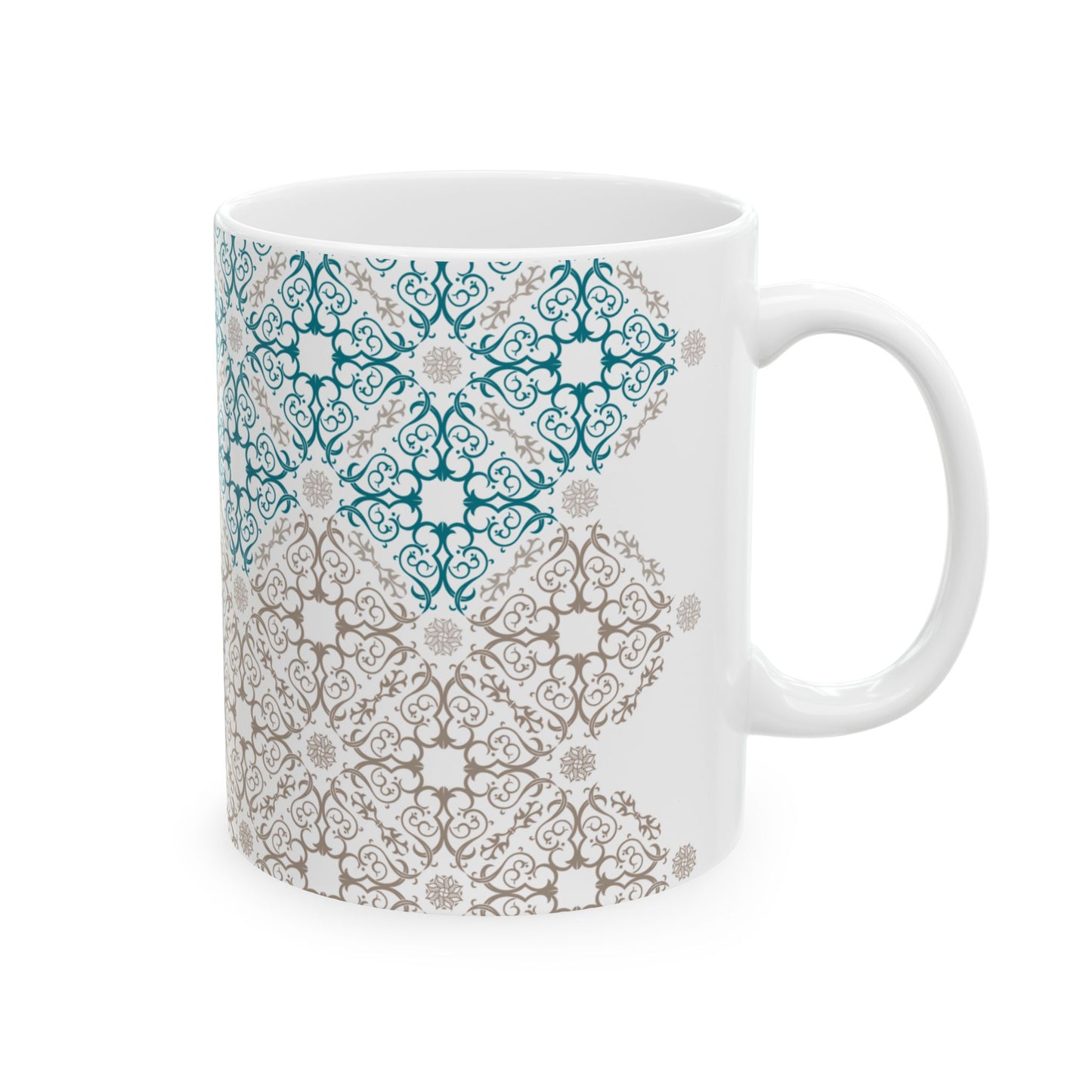 Patterned Ceramic Mug - Blue