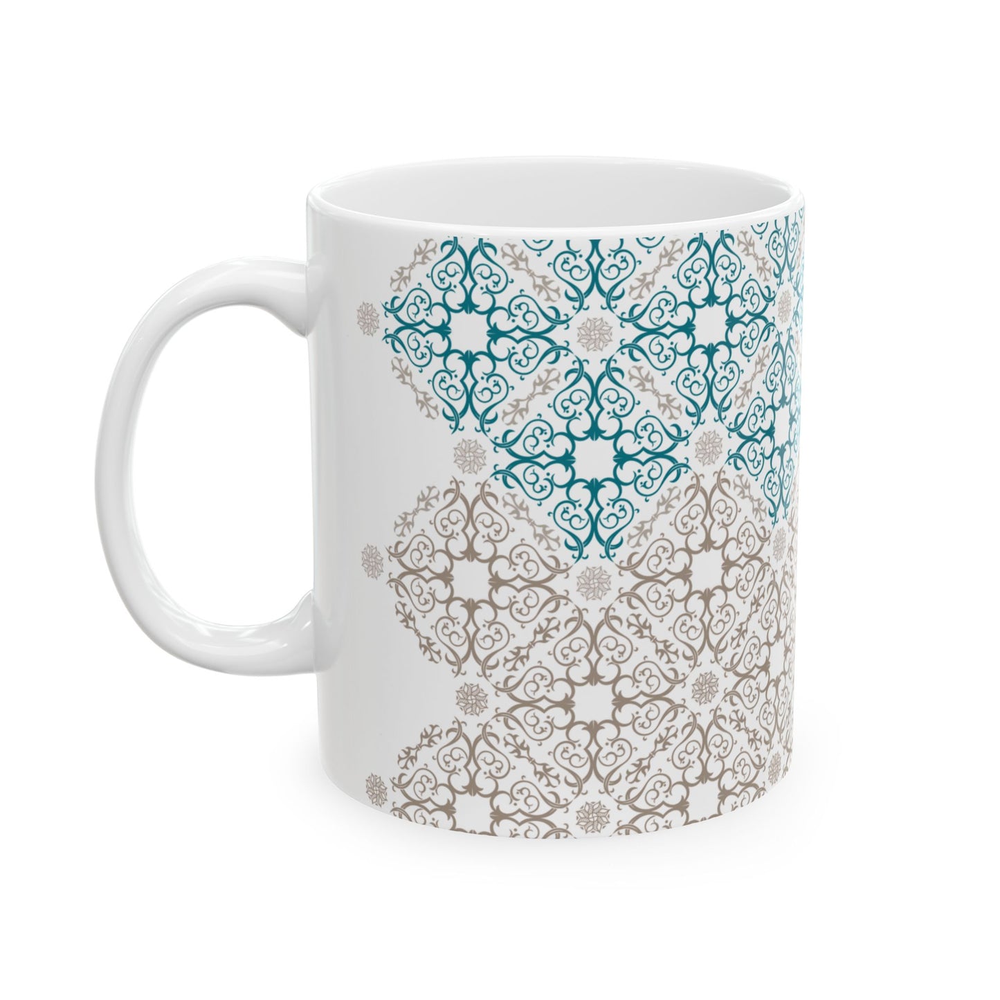 Patterned Ceramic Mug - Blue