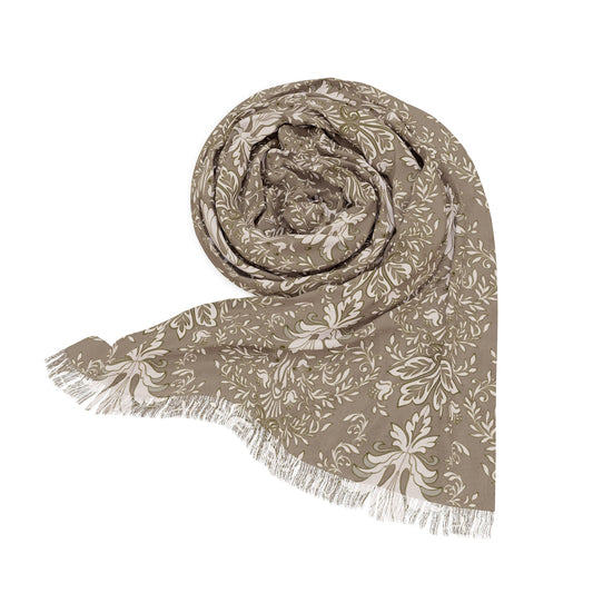 Elegant Print Light Scarf in Mocha