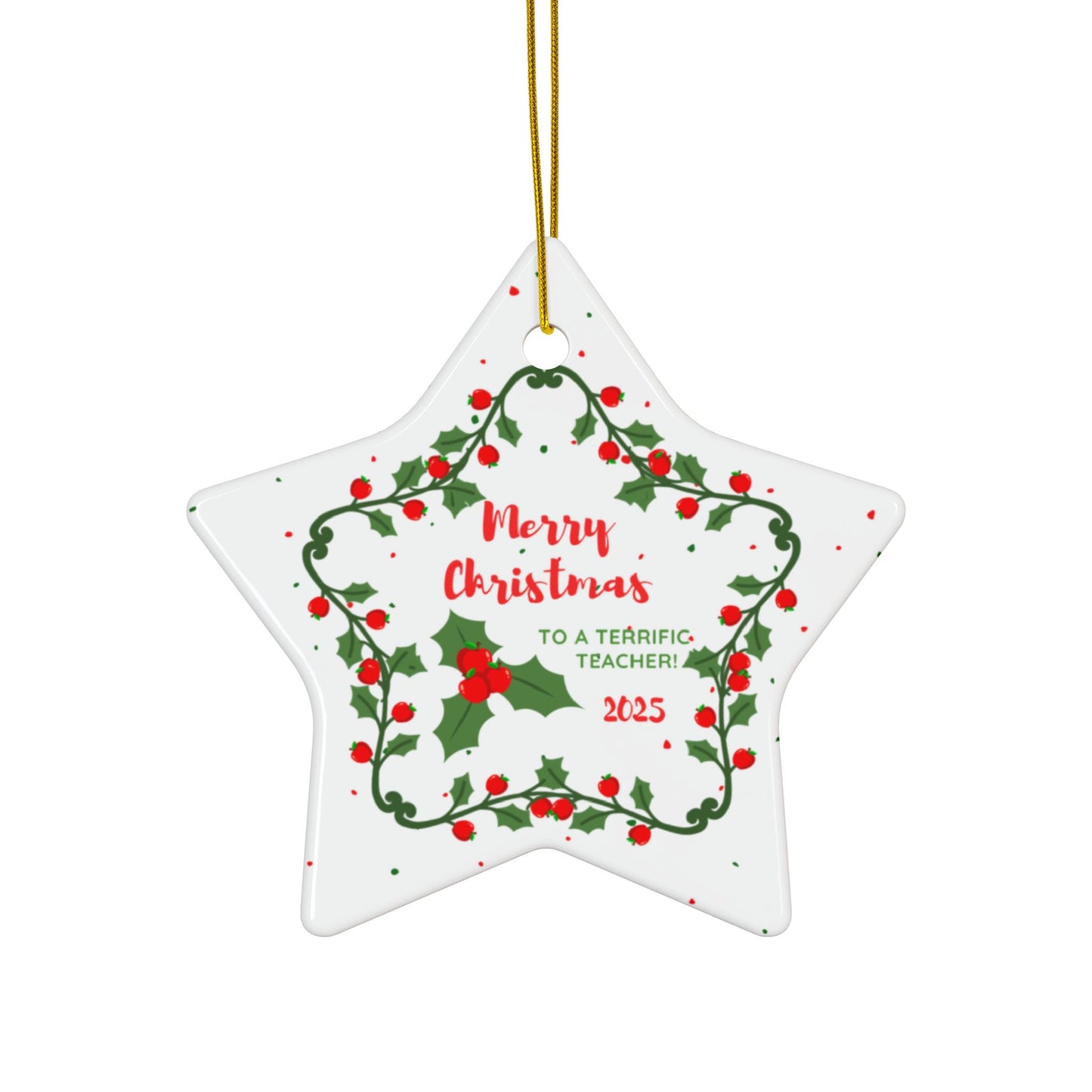 Apple Holly Christmas Ornament