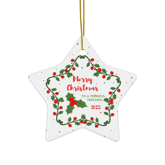 Apple Holly Christmas Ornament