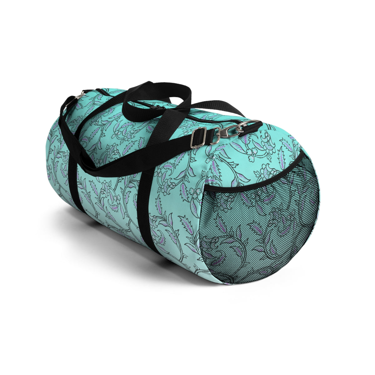 Blue Floral Vine Duffel Bag