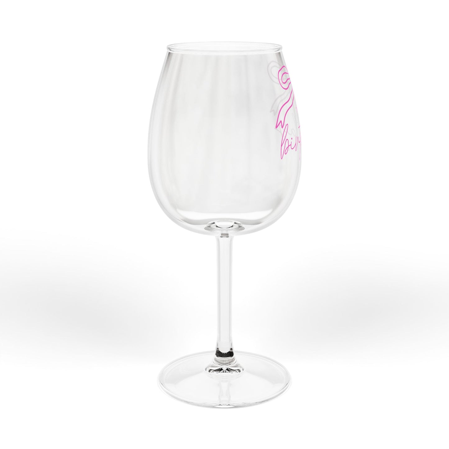 Pink Happy Birthday Ribbon Wine Glass, 12oz