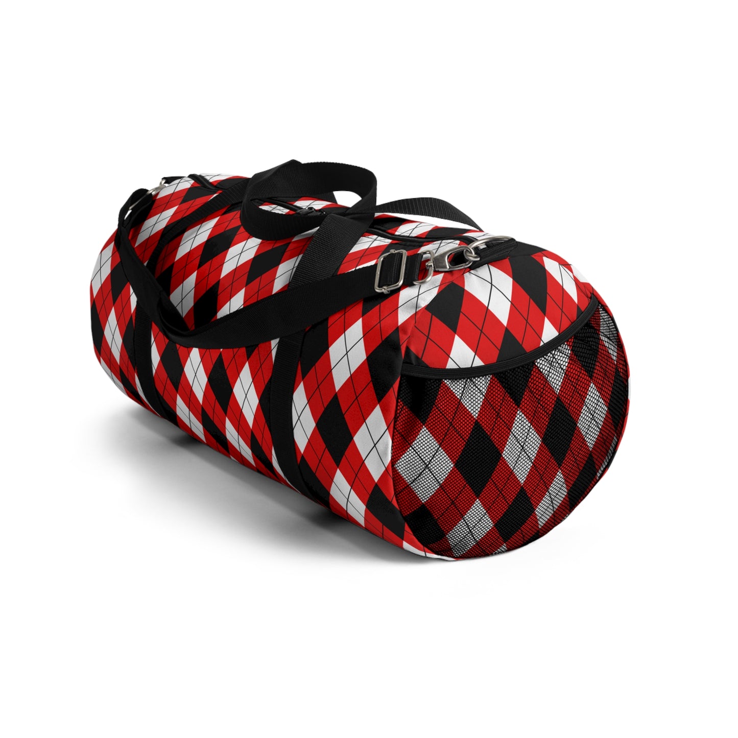 Red & Black Argyle Duffel Bags