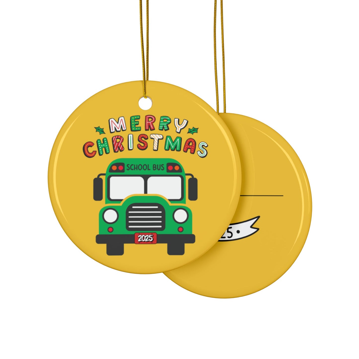 Christmas School Bus Ceramic Ornaments Set (1-10pcs)
