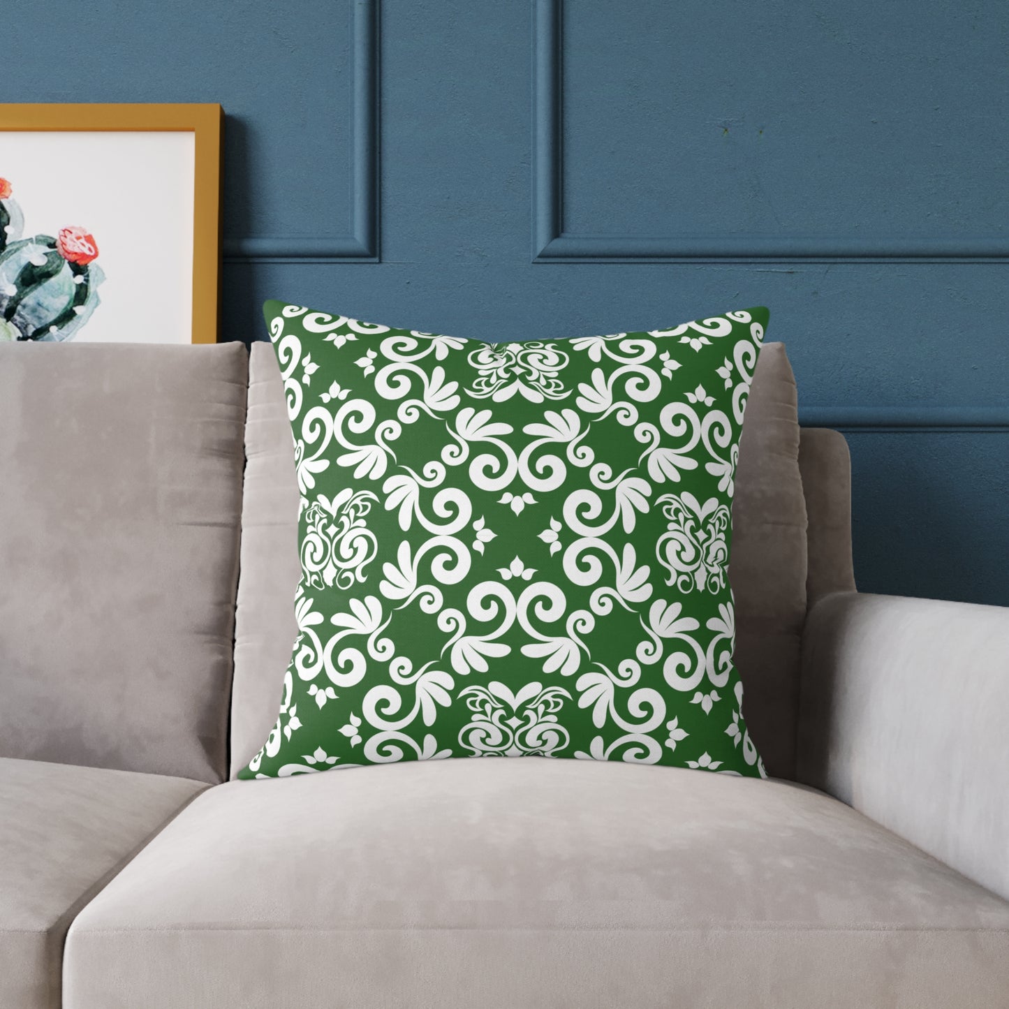 Green Lattice Throw Pillow