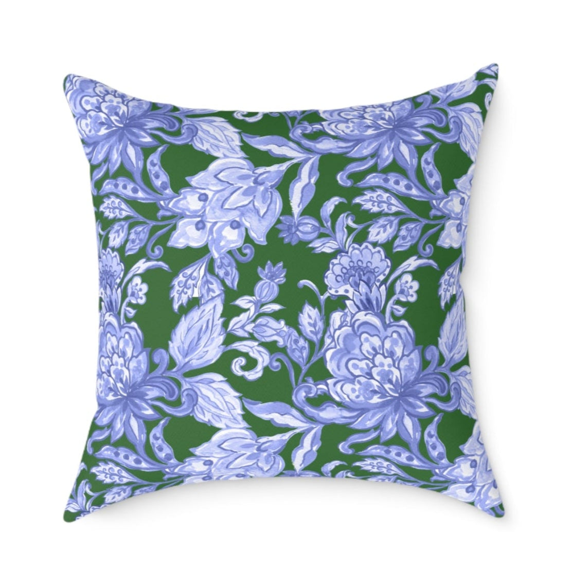 Blue Floral Decorative Pillow