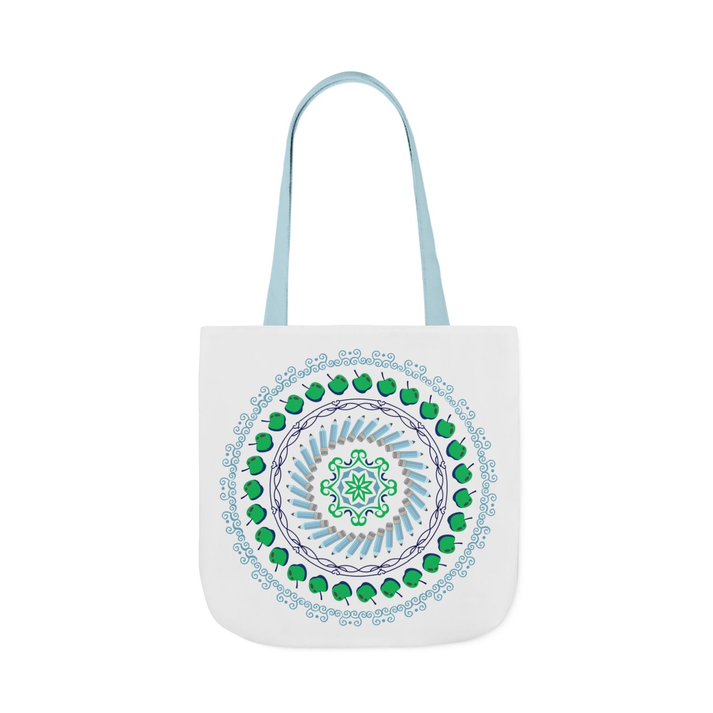 Green Apple Mandala Canvas Tote Bag, 18x18
