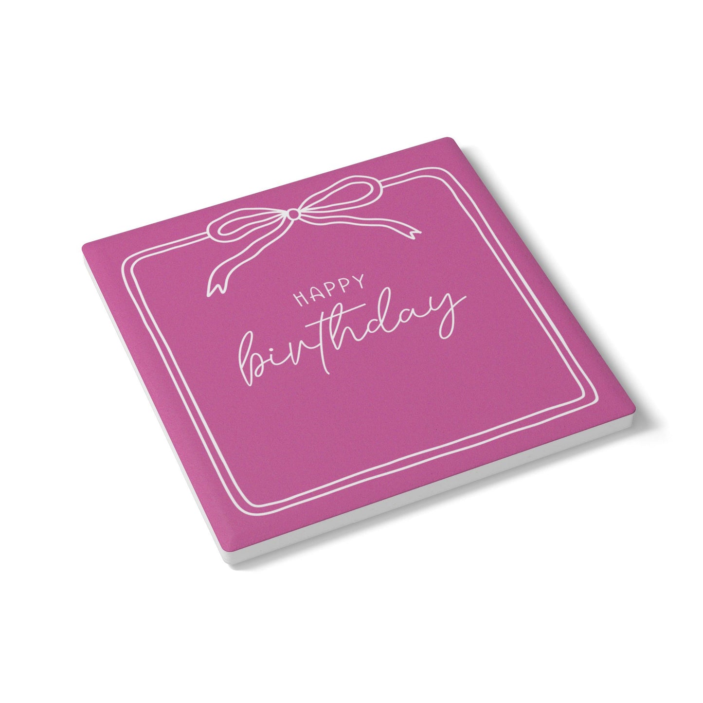 Pink Happy Birthday Ribbon Coaster