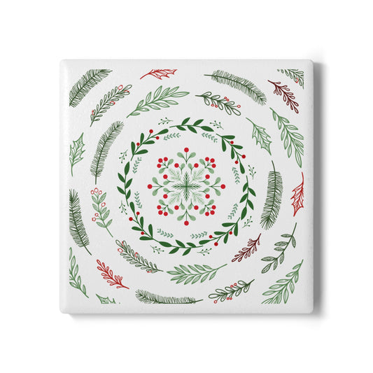 Festive Floral Ceramic Coaster