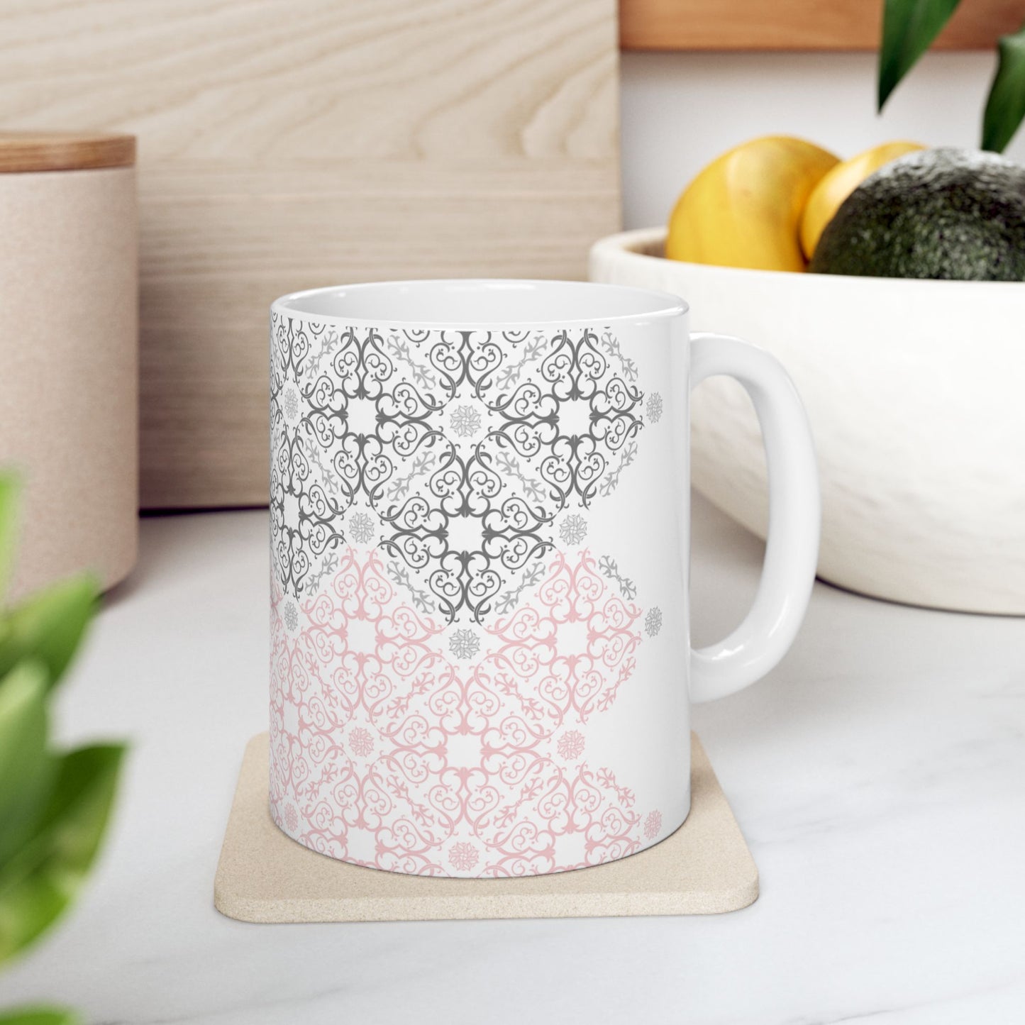 Patterned Ceramic Mug - Pink