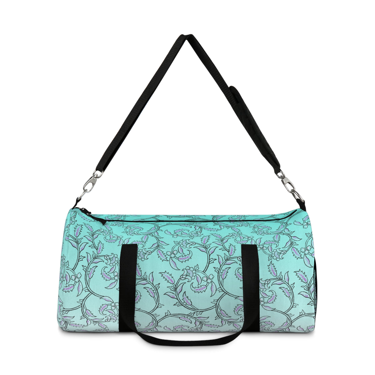 Blue Floral Vine Duffel Bag