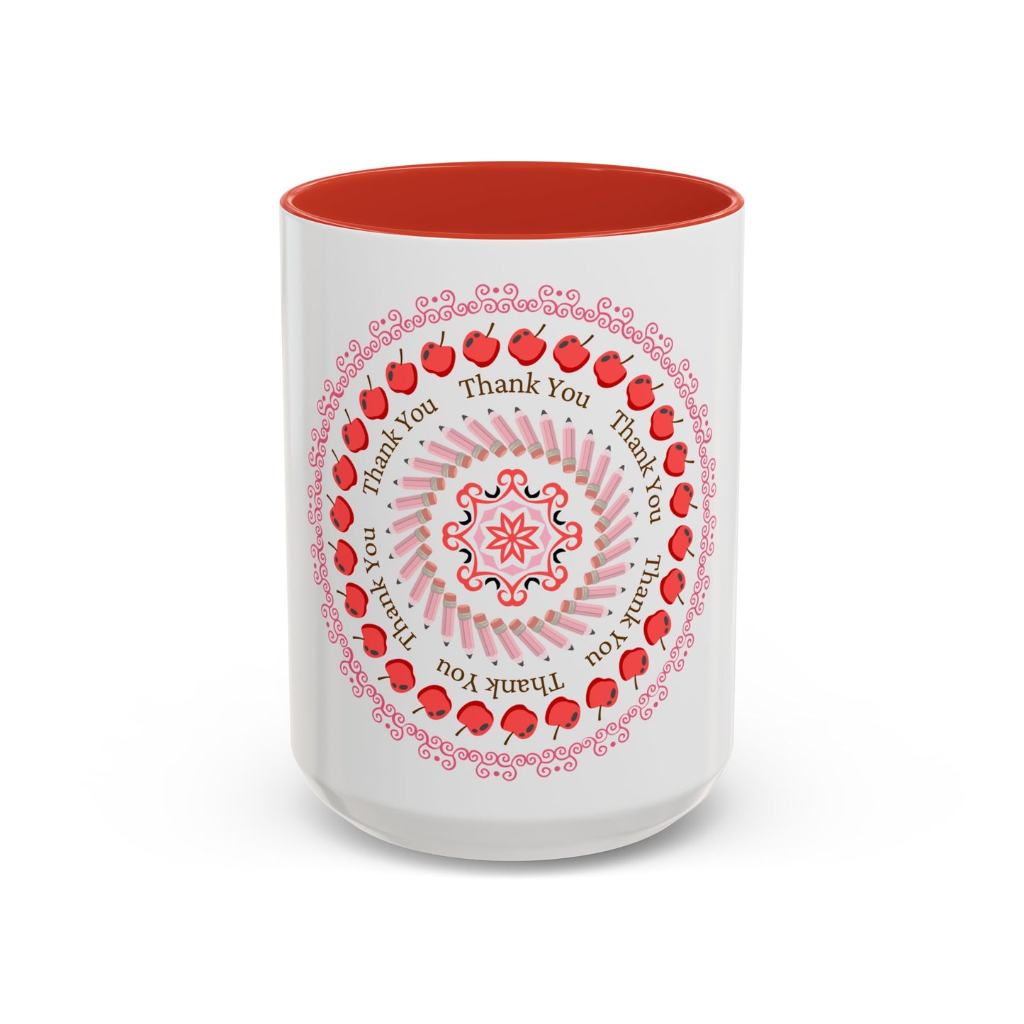 Thank You Red Apple Mandala Coffee Mug, 15oz